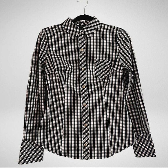 Guess Jeans Plaid Button Up Top Size Medium - Picture 1 of 9